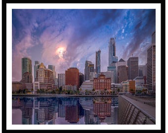 San Francisco Skyline Photo, Waterfront Reflection (Urban Bay Area Decor)