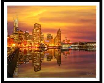 San Francisco Wall Art: Night Skyline with Clock Tower - Sunset Glow