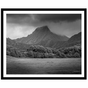 Grafika z doliną górską Oahu | Fotografia krajobrazowa Hawajów | Ścienna grafika przyrodnicza z pasma Koʻolau