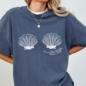 Chemise de plage personnalisée : tenue de mariée sirène, t-shirt de fête de Bach sur la côte