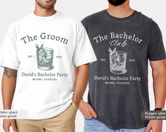 The Bachelor Club Groomsmen Shirt Gift | Personalized Bachelor Party Shirts With Whiskey Design