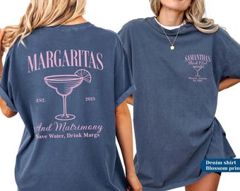 Margs and Matrimony Bachelorette Shirt - Custom Gifts for Bach Party and Bridesmaid Proposals - Garment Dyed - Comfort Colors