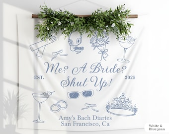 Princess Diaries Themed Bachelorette Party Backdrop: "Me? A Bride? Shut Up!" Bridal Shower Tapestry Decor