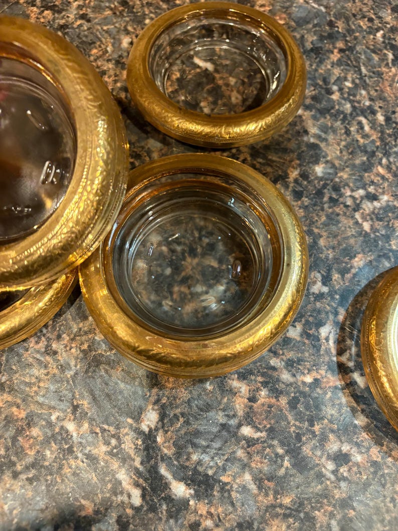 Metal Pattern Texture Transparent Vintage Gold Plated Glass Coasters Set of 7 - Etsy UK