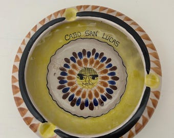 Vintage Mexican pottery ceramic ashtray, 1970s