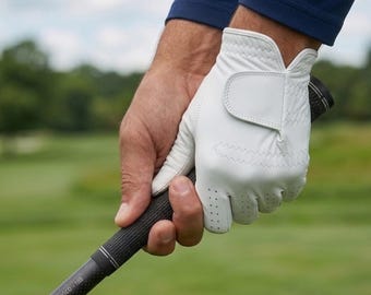 Men's White Cabretta Leather Golf Glove | Breathable Soft Grip, Custom Size