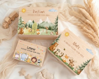Erinnerungskiste Baby personalisiert mit Namen & Geburtsdaten, Geschenk zur Geburt, Erinnerungsbox Baby, Babygeschenk Mädchen Junge