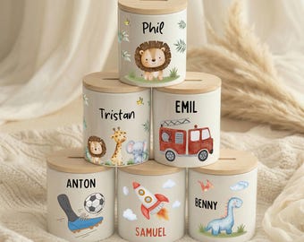 Salvadanaio personalizzato per bambini | Salvadanaio in ceramica | Salvadanaio per bambini | Regalo per baby shower | Regalo per battesimo | Idea regalo per bambini