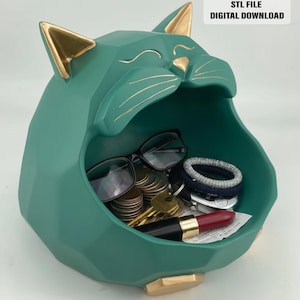 Cuenco para gatos | Almacenamiento multiusos | Organizador de escritorio (archivo STL - Descarga digital)