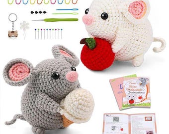 Crochet Animal Kit for Beginners: DIY Craft Set with Cotton Yarn
