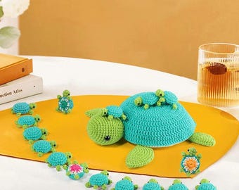 Häkelschildkröten Familie Kit für Anfänger: DIY Handwerk mit Video Anleitungen