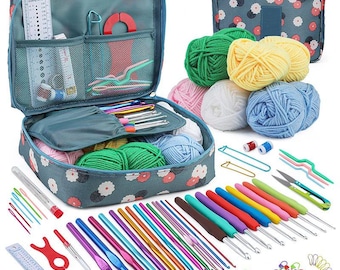 Juego completo de agujas de ganchillo: kit de herramientas para tejer con bolsa organizadora.
