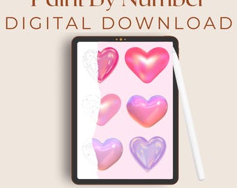 Digital Paint by Numbers Retro Heart | Cozy Crafts Art for Procreate