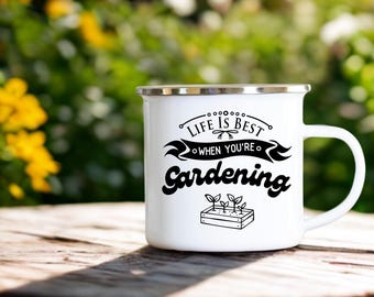 Robuster Outdoor Becher Garten | Gärtner Tasse Emaille | Campingbecher Gartenliebe | Lustiges Gärtner Geschenk für Frauen & Männer