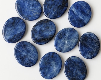Sodalite Worry Stone – Smooth Polished Blue Pocket Palm Stone Crystal