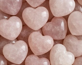 Piedras de corazón de cuarzo rosa – Lote de 10 corazones hinchados rosados de 1" (tamaño de bolsillo)
