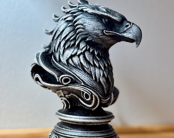 Hand-Finished Metallic Eagle Bust Sculpture – Silver Steel Effect Wildlife Ornament