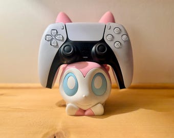 Sylveon Controller Holder | Fan-Made 3D Printed Pokémon Desk Decor | Gamer Gift & Console Accessory