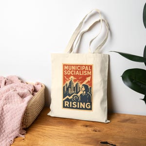 Municipal Socialism Graphic Tote Bag | DSA Cotton Canvas