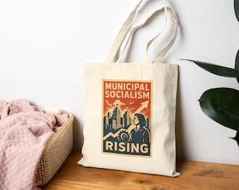 Municipal Socialism Graphic Tote Bag | DSA Cotton Canvas