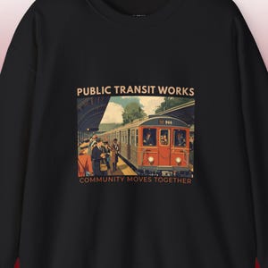 Public Transit Art Sweatshirt - Vintage Train Graphic Crewneck