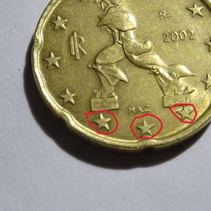 希少な2002年イタリア10ユーロセント硬貨：ダブルリングエラー