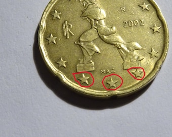 希少な2002年イタリア10ユーロセント硬貨：ダブルリングエラー