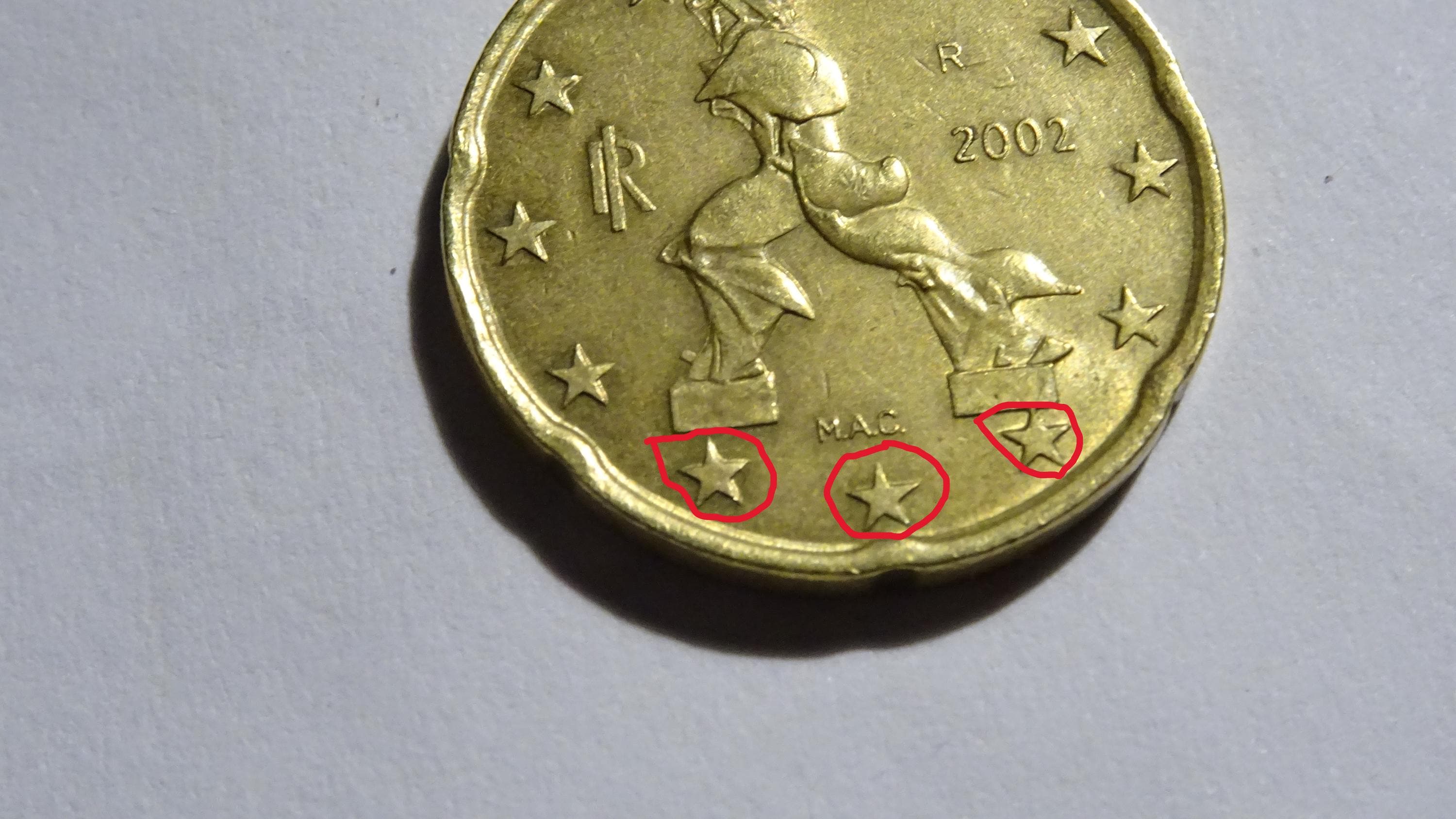 希少な2002年イタリア20ユーロセント硬貨 – ダブルストライクエラー