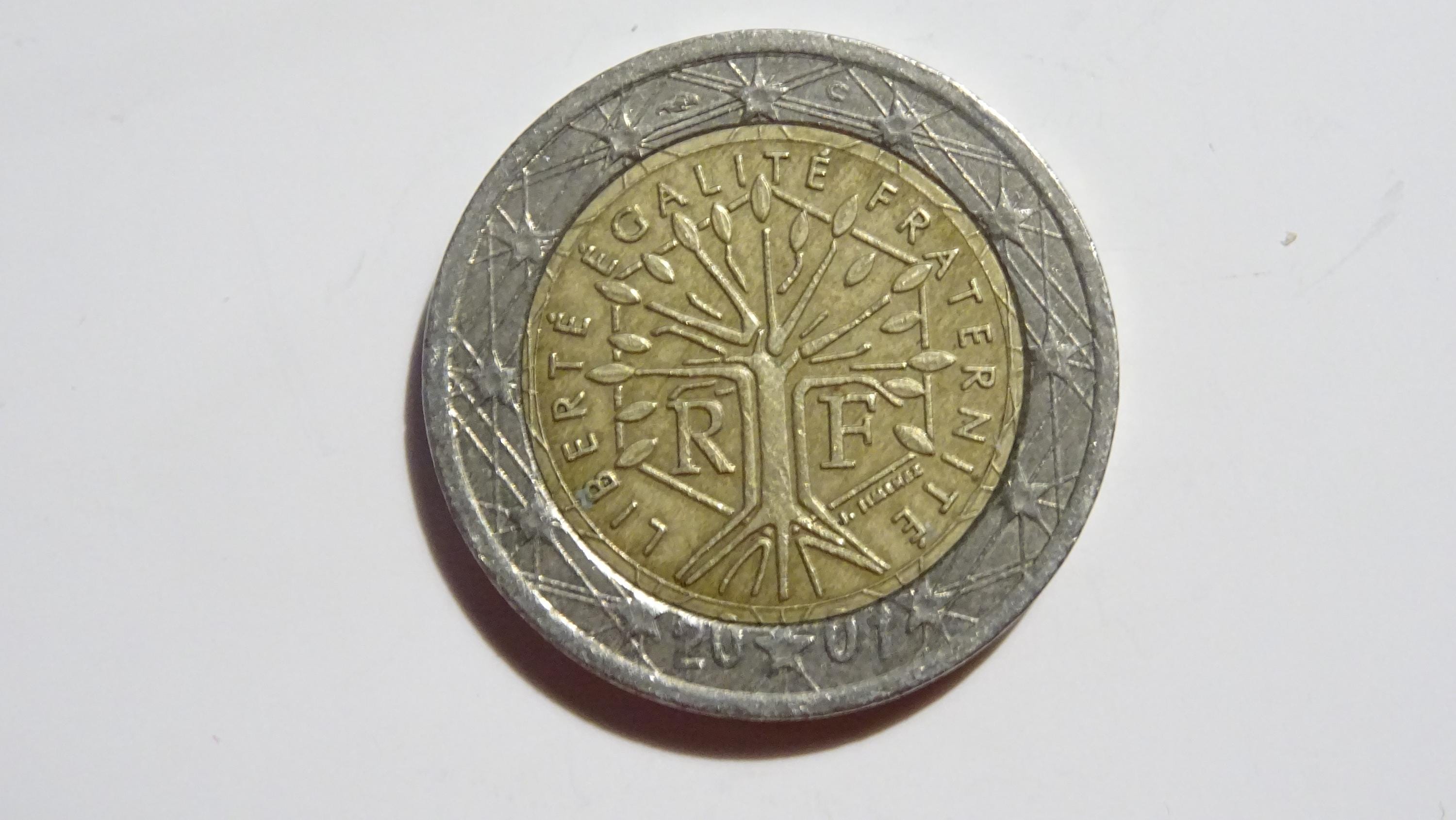 希少な2ユーロ硬貨 2001年 フランス - 鋳造エラーあり - 状態良好