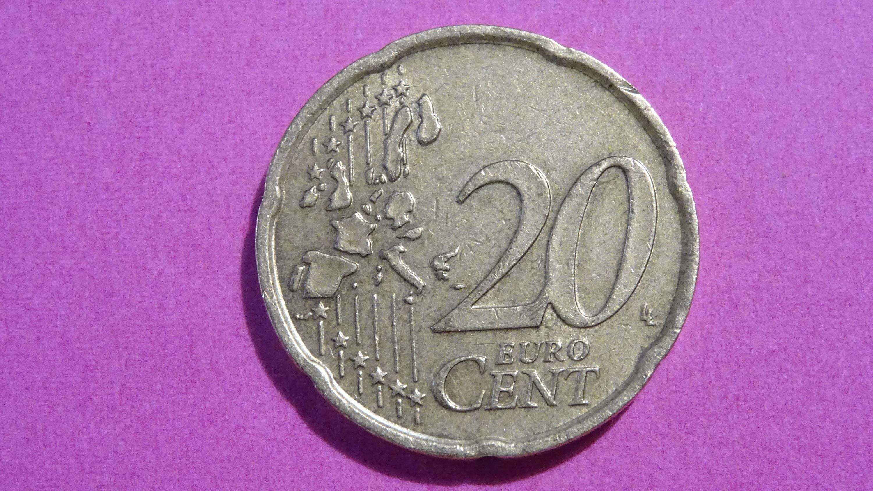 2002年 イタリア 20セント 硬貨 レア - 2002 イタリア 20 セント ユーロ コイン 1st マップ エラーあり