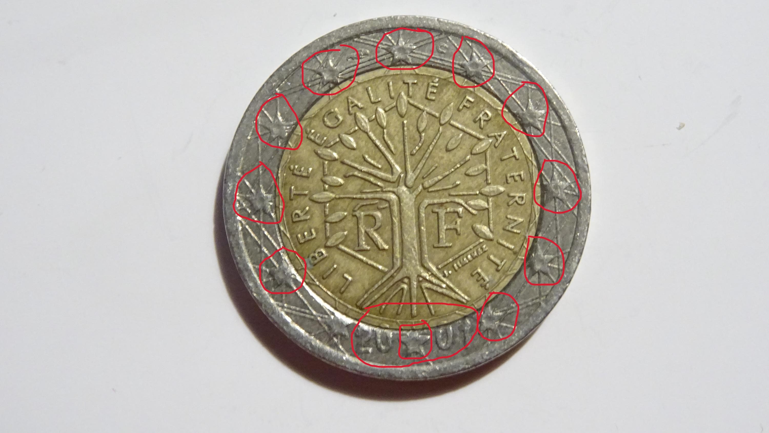 フランス 2ユーロ 硬貨 希少な2ユーロ硬貨 2001年 フランス - 鋳造エラーあり - 状態良好