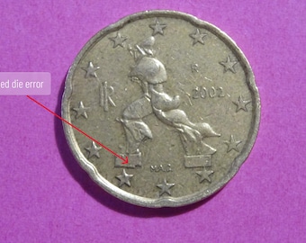 2002年 イタリア 20セント 硬貨 レア - 2002 イタリア 20 セント ユーロ コイン 1st マップ エラーあり