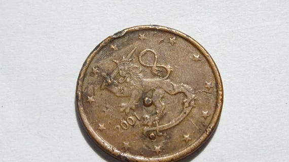 希少な2001年フィンランド5セントユーロ硬貨 - 鋳造エラー