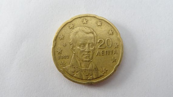 レアエラー 2002年 ギリシャ 20セントユーロ硬貨：カポディストリアス