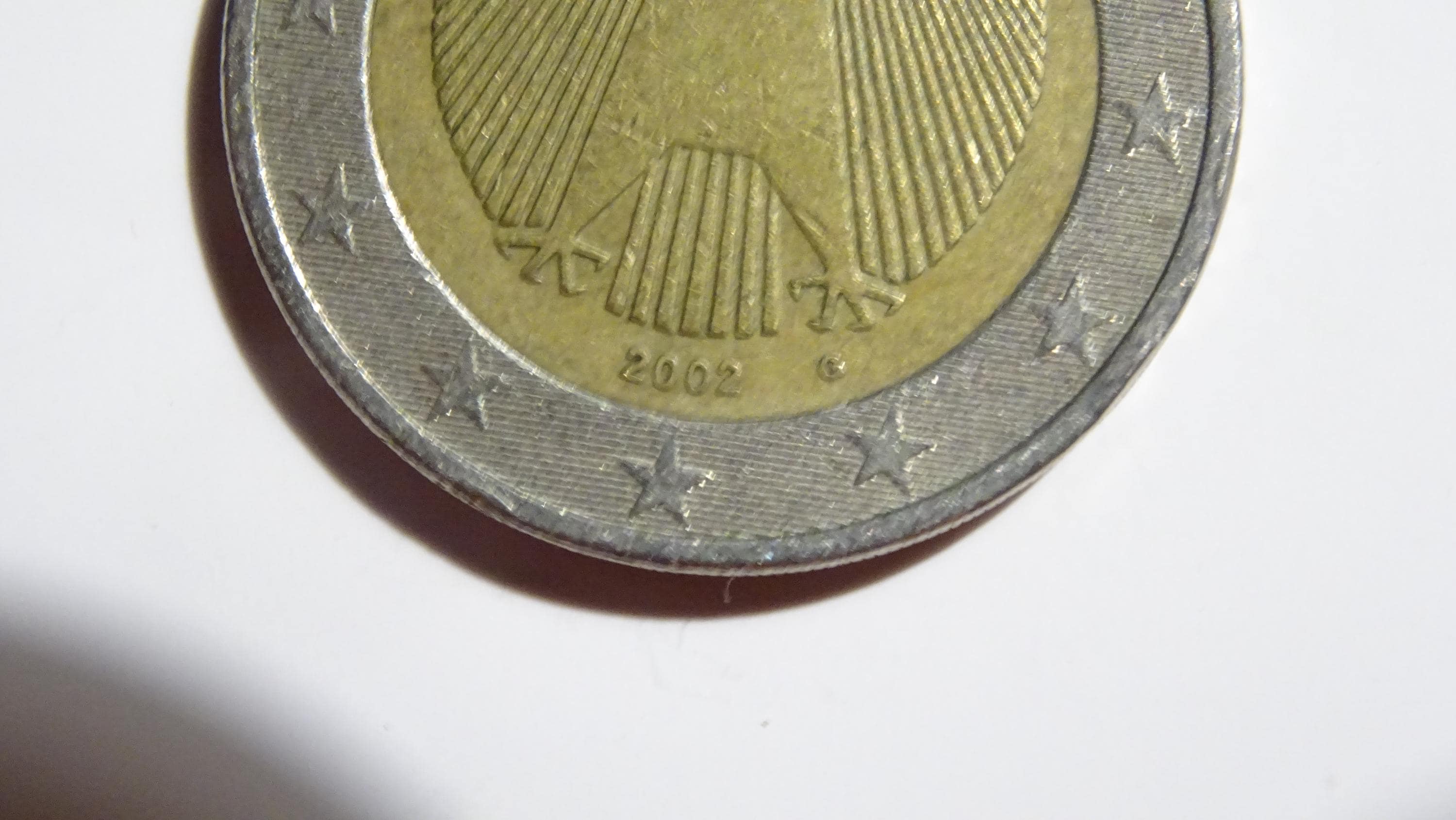 希少な2002年ドイツ2ユーロ硬貨 - 「G」ミントマーク付きヴィンテージ
