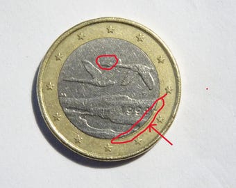 希少硬貨[フィンランド] 1centユーロ硬貨x50枚の筒1本 希少な1ユーロ硬貨（1999年フィンランド製） - 鋳造エラーあり