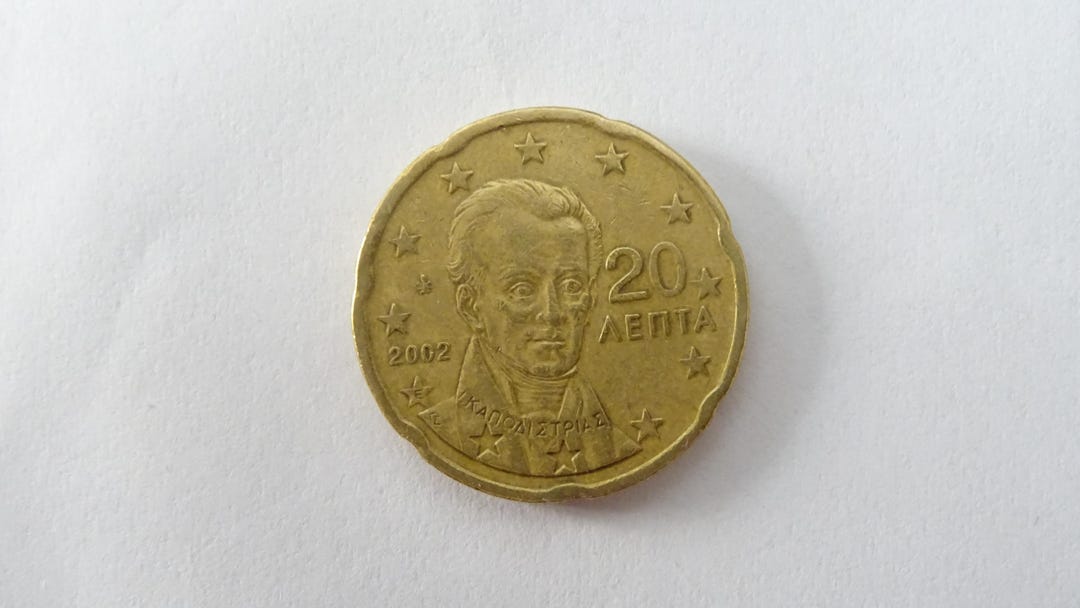 Rare Error 2002 Greek 20 Cent Euro Coin: Kapodistrias Collectible