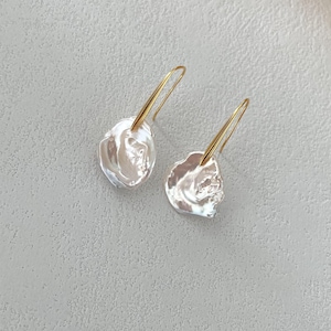 Real Baroque Pearl Drop Earrings | 18K Gold Plated Coin Pearl Dangle | Bridal Wedding Jewelry | Mother of Bride Anniversary Gift