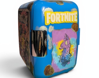 Blue Llama Mini Fridge Cooler | Royale Gaming Mini Refrigerator | Gamer Room Decor