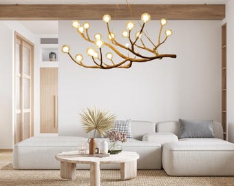 Nordic Rustic Tree Branch Hanging Chandelier with Bubble Glass lighting Vintage luminaries lustre Industriel Hanging Lights Wall
