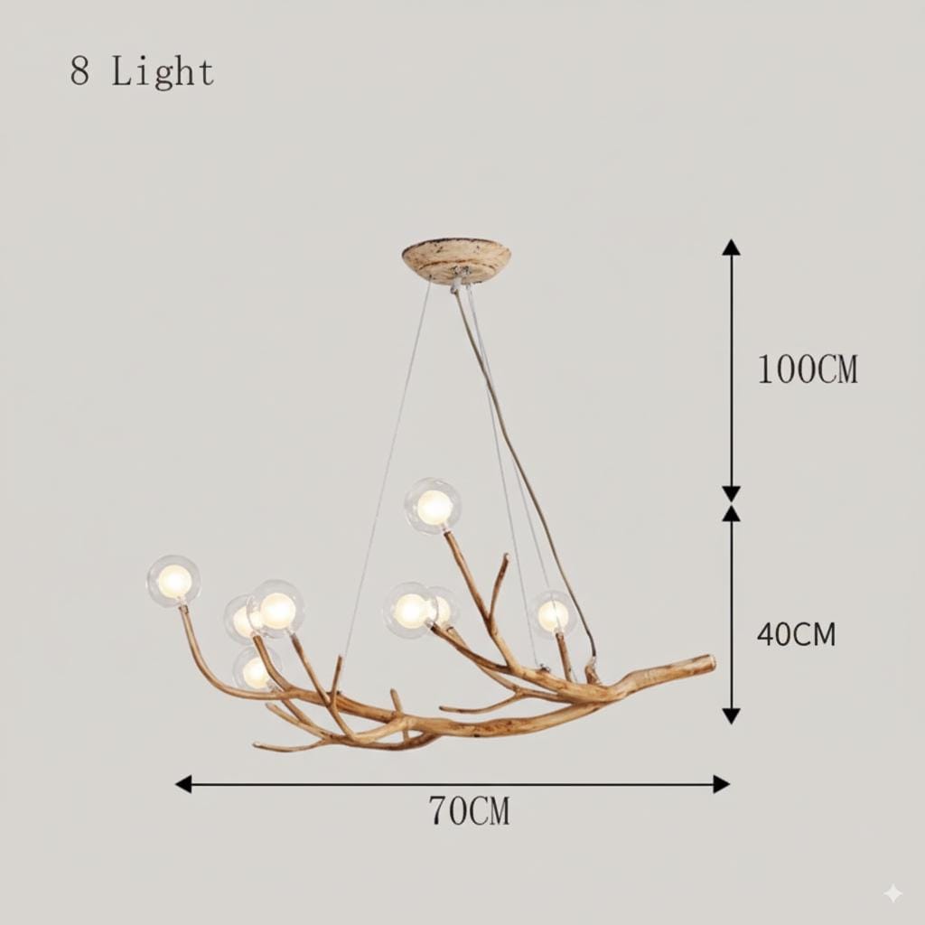 Lit Luster Tree Nordic Rustic Tree Branch Hanging Chandelier With Bubble Glass Lighting ...