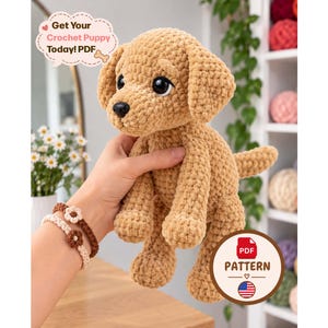Golden Retriever Crochet Pattern PDF, Amigurumi Puppy Digital Tutorial, Dog Plushie DIY Gift