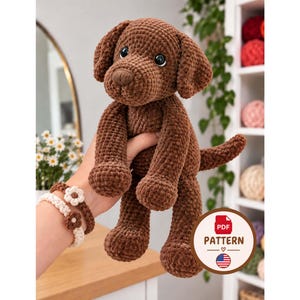 Haakpatroon voor een Labrador Retriever (PDF) – Handleiding voor een chocoladebruine Labrador amigurumi hond