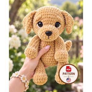 Golden Retriever Crochet Pattern PDF, Amigurumi Puppy Digital Tutorial, Dog Plushie DIY Gift