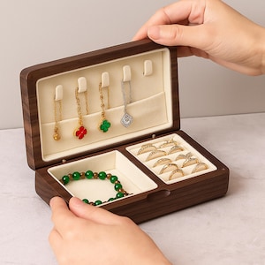 Handmade Wooden Jewelry Box - Elegant Jewelry Holder Box - Charm Storage Organizer for Rings, Earrings, Bracelets & Necklaces - Gift For Her