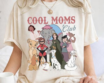 Clubes de mamás geniales retro de Disney PNG, atuendo divertido para mamás, camiseta de mamás Disney, camiseta de la mejor mamá del mundo, regalos para el Día de la Madre