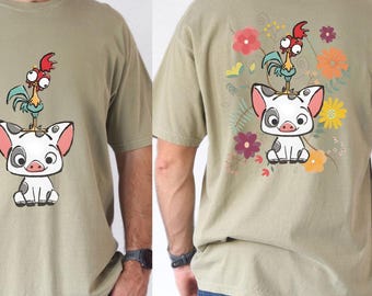 Floral Pua Hei Hei PNG, Diseño de estilo Moana 70s (Descarga digital)