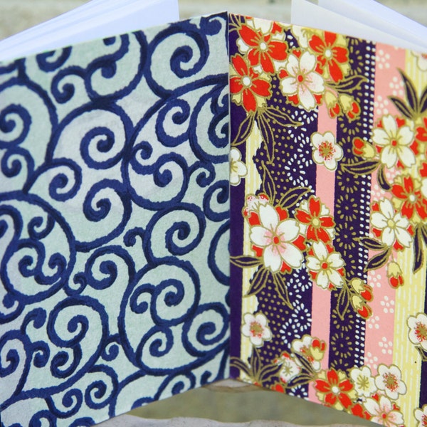 2 Blue swirls and Red and Gold Sakura Washi paper notebooks