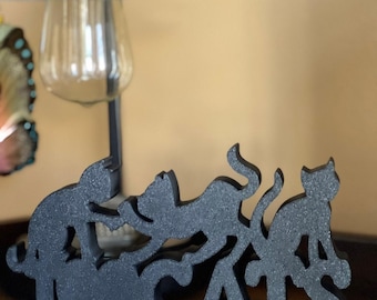 I Love Cats Sign – 3D Cat Lover Shelf Decor, Desk & Mantel Accent