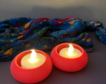 Modern 3D Printed Tea Light Holders: Round PLA Set of 2